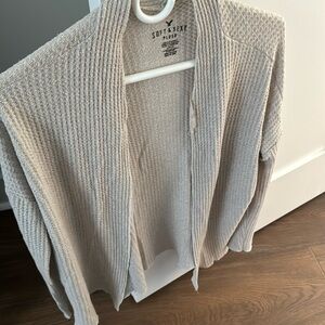 American Eagle soft & sexy open front long sleeved cardigan - waffle knit